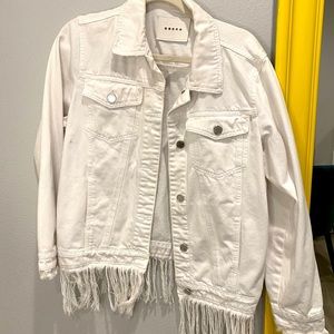 Blank NYC White Denim Fringe Jacket